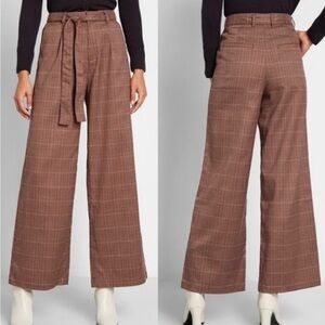 NWT Modcloth Women’s Savannah Brown Plaid Trousers Size 18